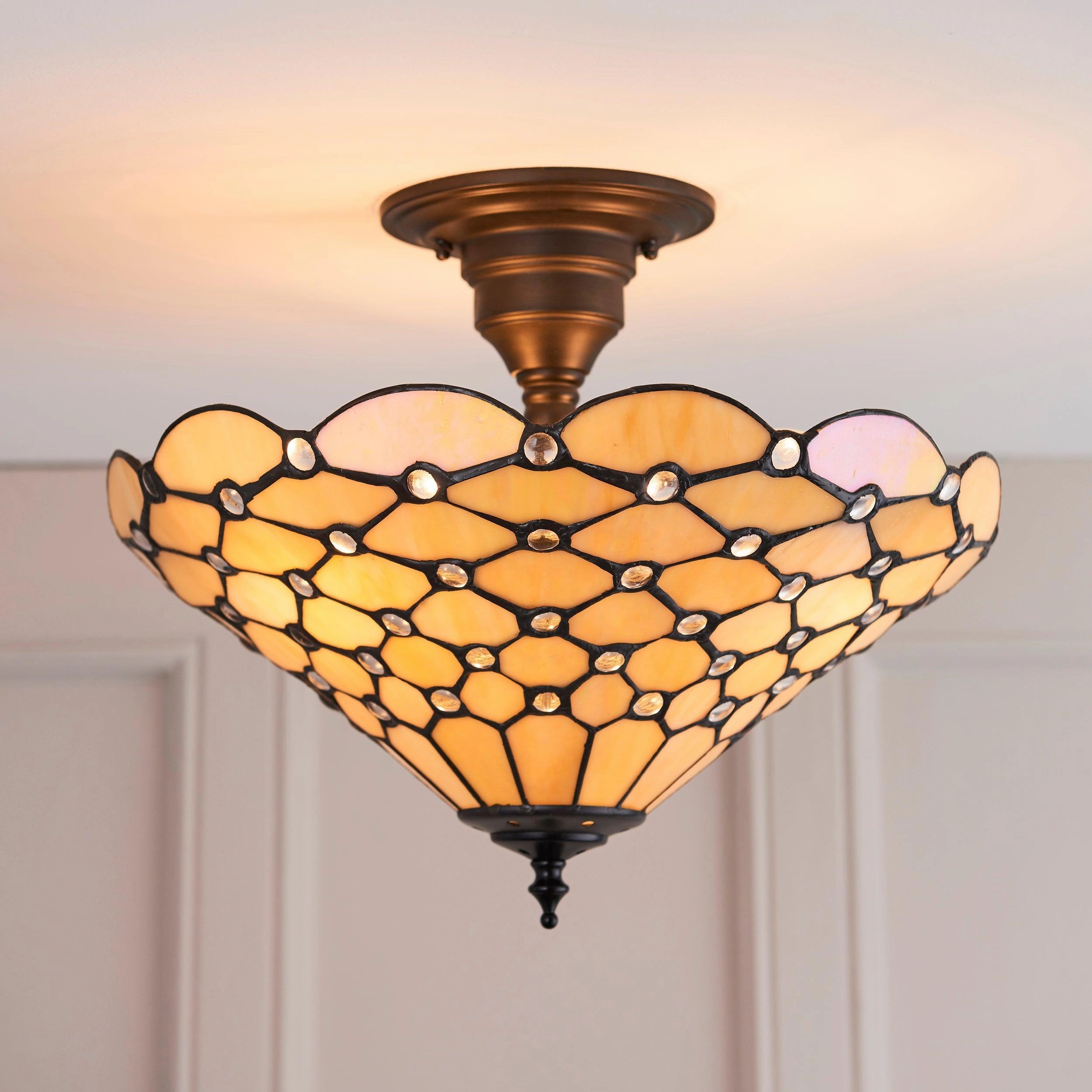 Interiors 1900 Pearl Semi Flush Tiffany Ceiling Light