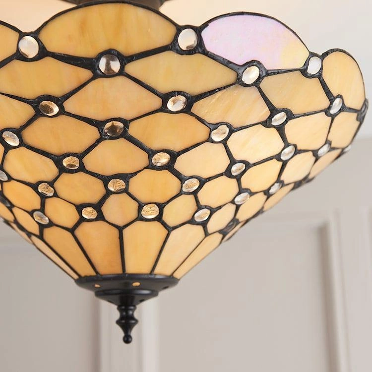 Interiors 1900 Pearl Semi Flush Tiffany Ceiling Light