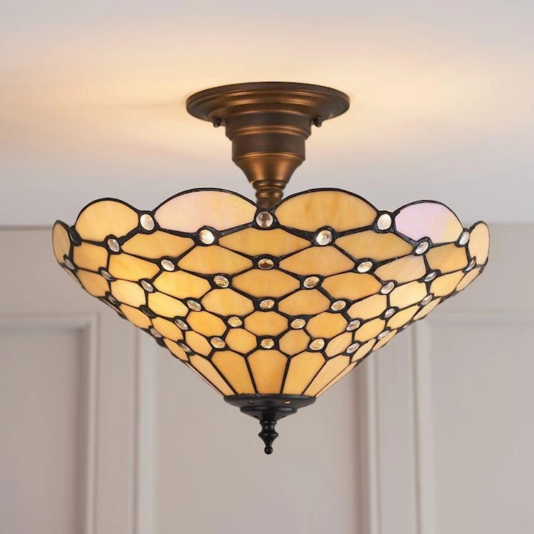 Interiors 1900 Pearl Semi Flush Tiffany Ceiling Light