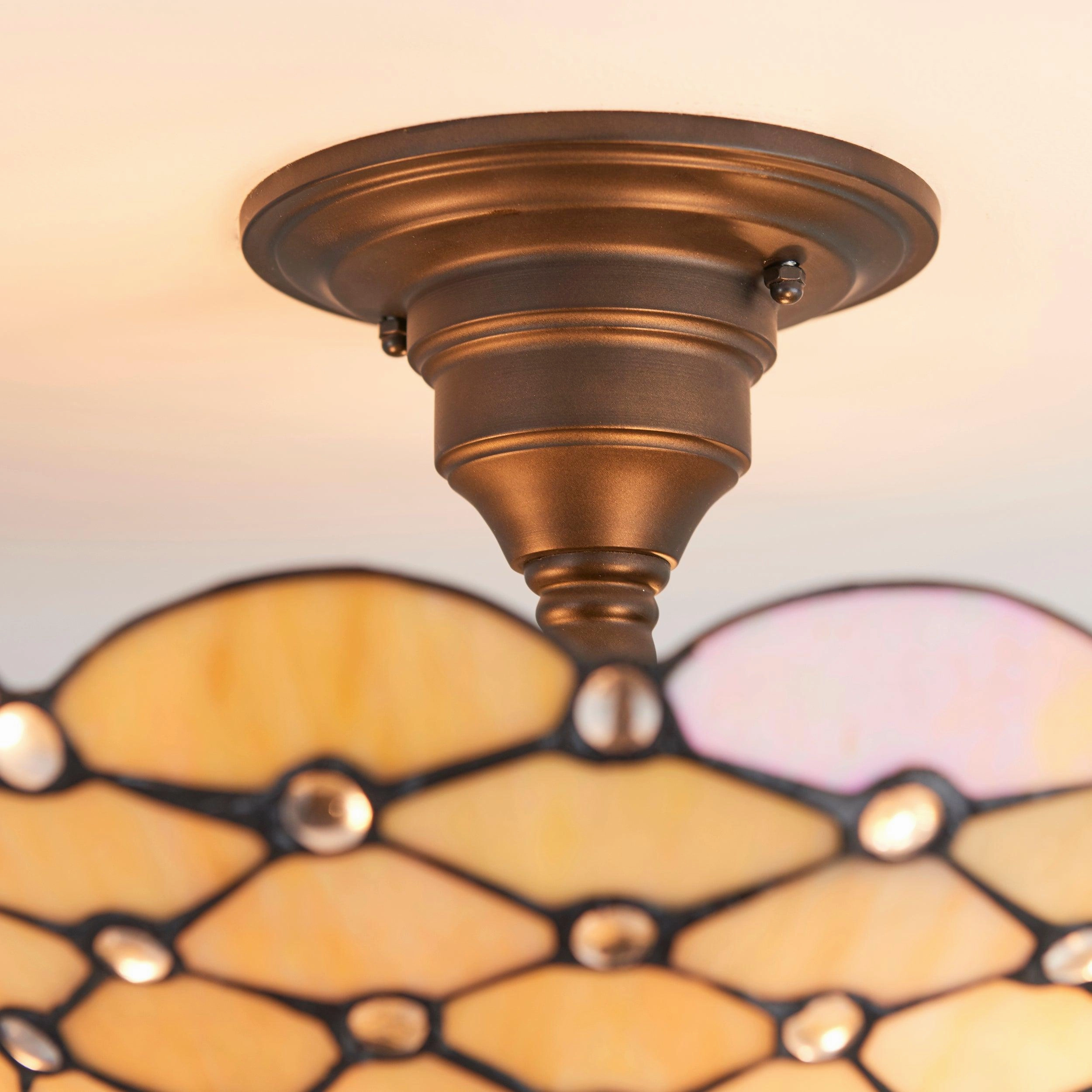 Interiors 1900 Pearl Semi Flush Tiffany Ceiling Light