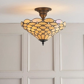 Interiors 1900 Pearl Semi Flush Tiffany Ceiling Light recessed ceiling spot lamp