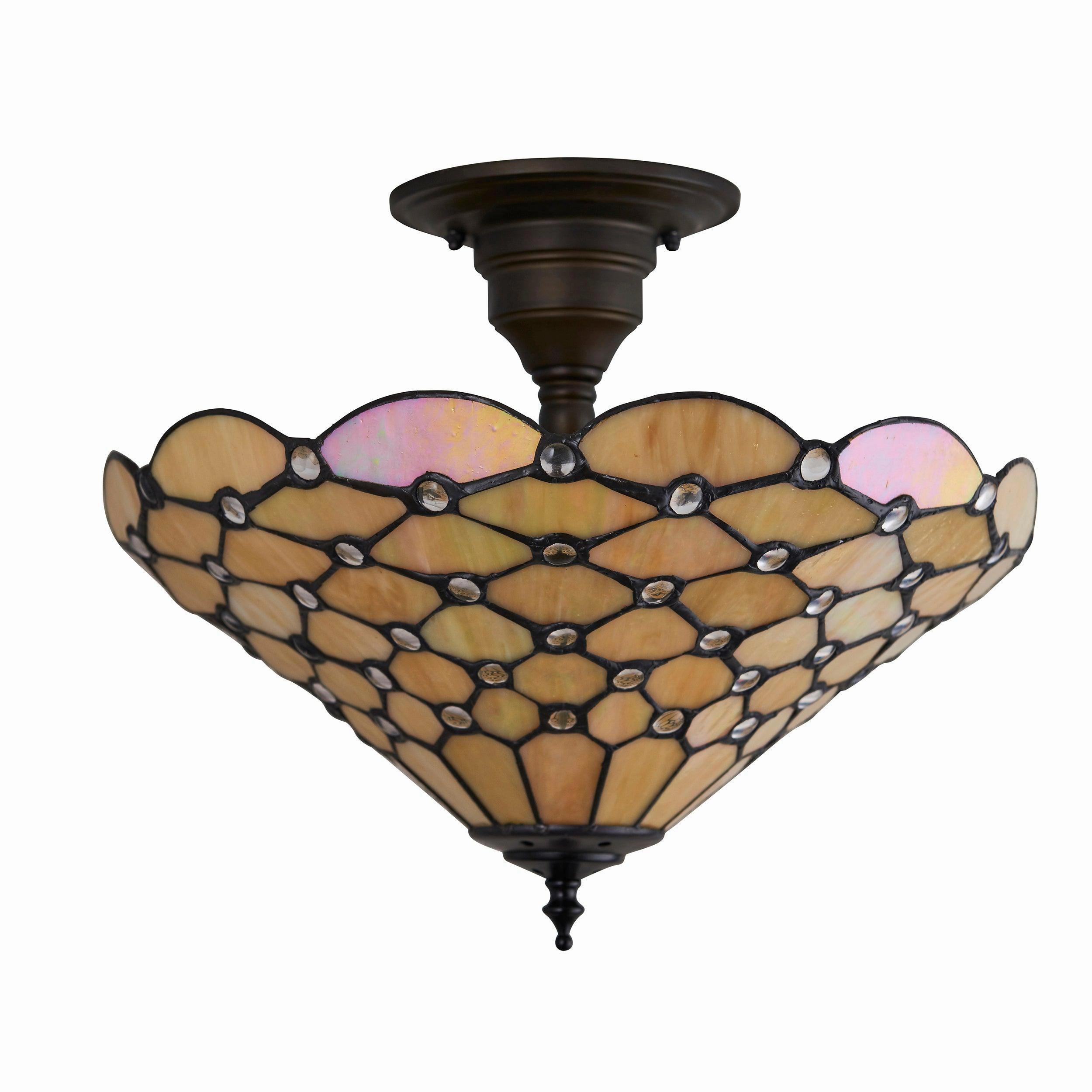 Interiors 1900 Pearl Semi Flush Tiffany Ceiling Light