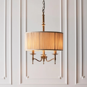 Interiors 1900 Stanford Antique Brass Finish 3 Light Pendant white ceiling lamp