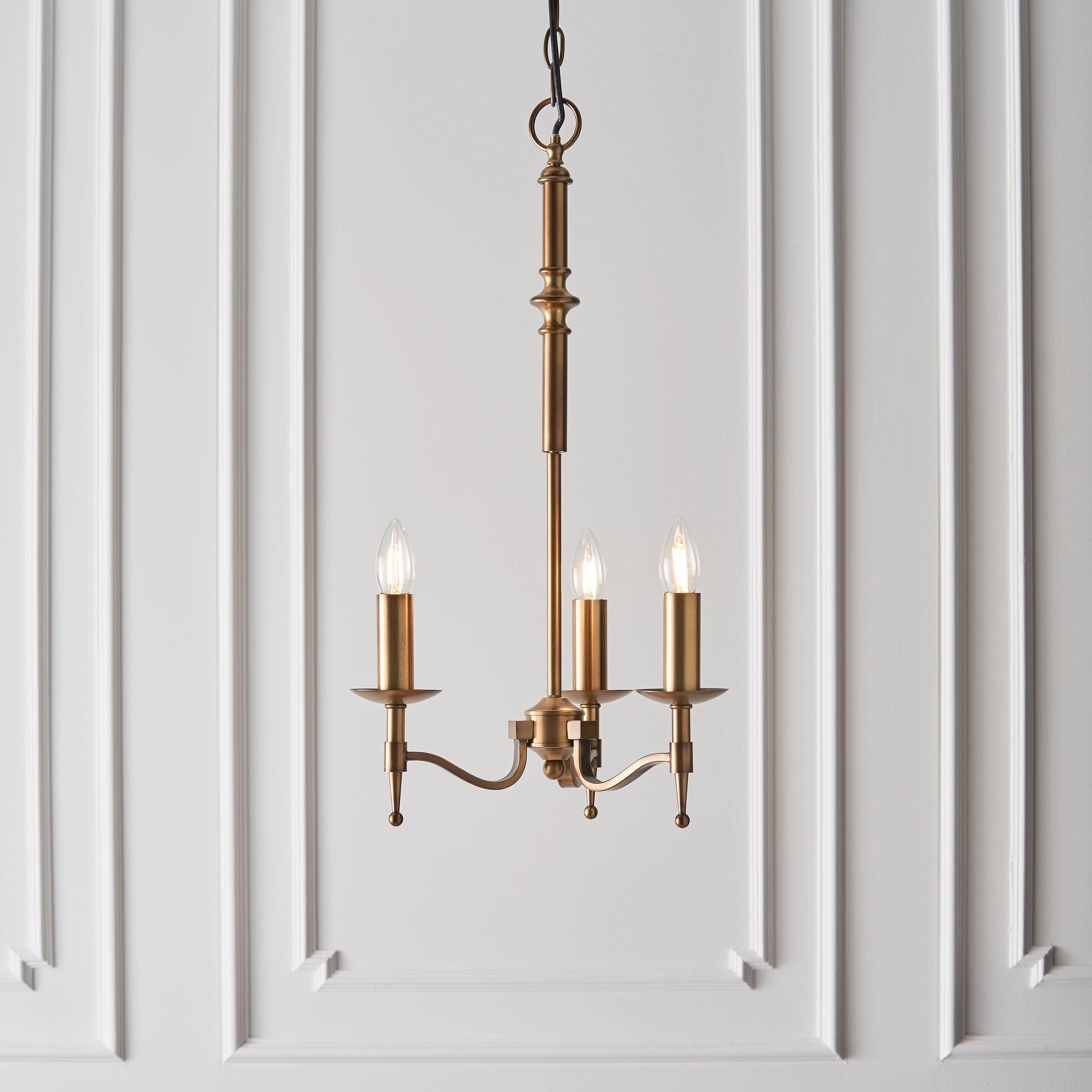 Interiors 1900 Stanford Antique Brass Finish 3 Light Pendant