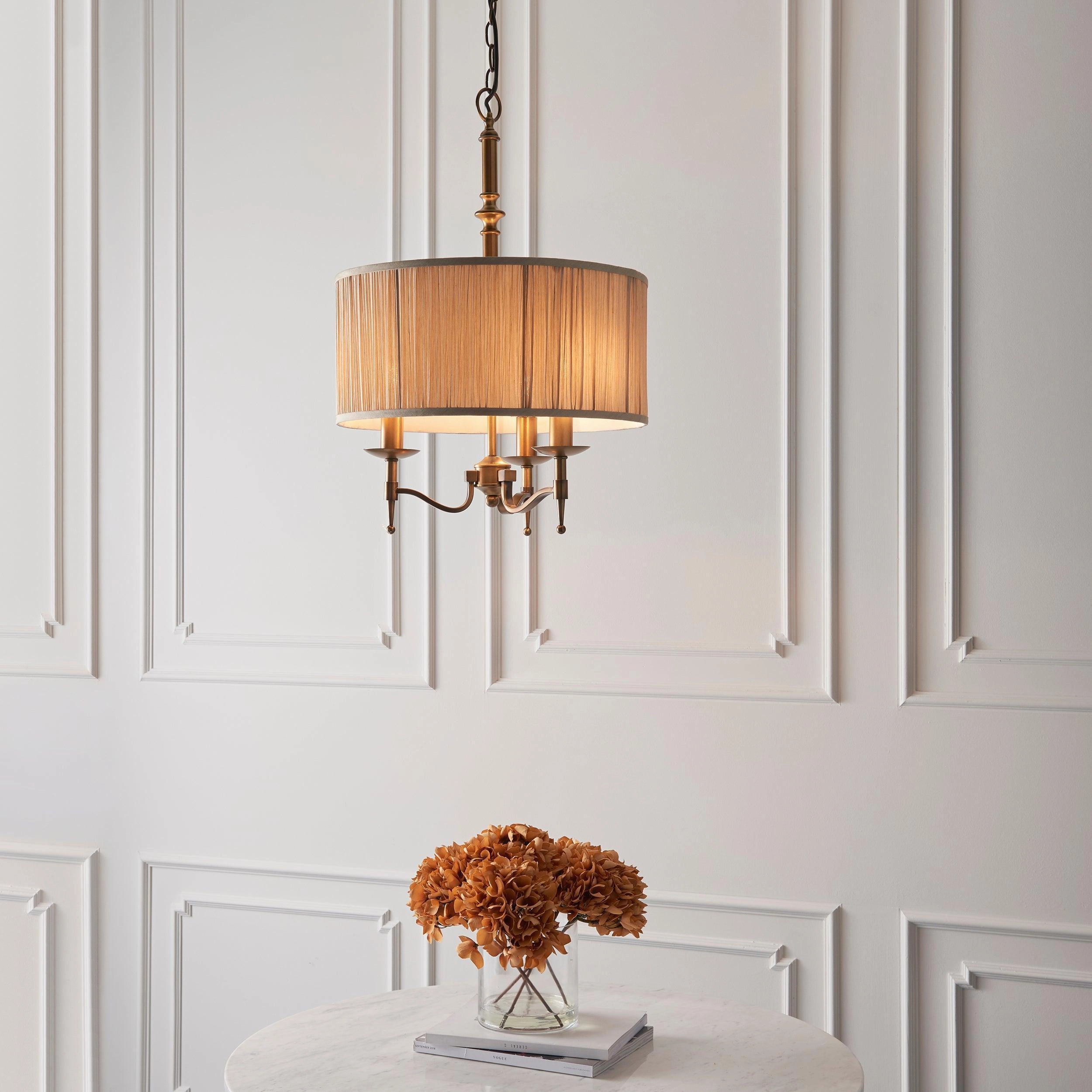 Interiors 1900 Stanford Antique Brass Finish 3 Light Pendant