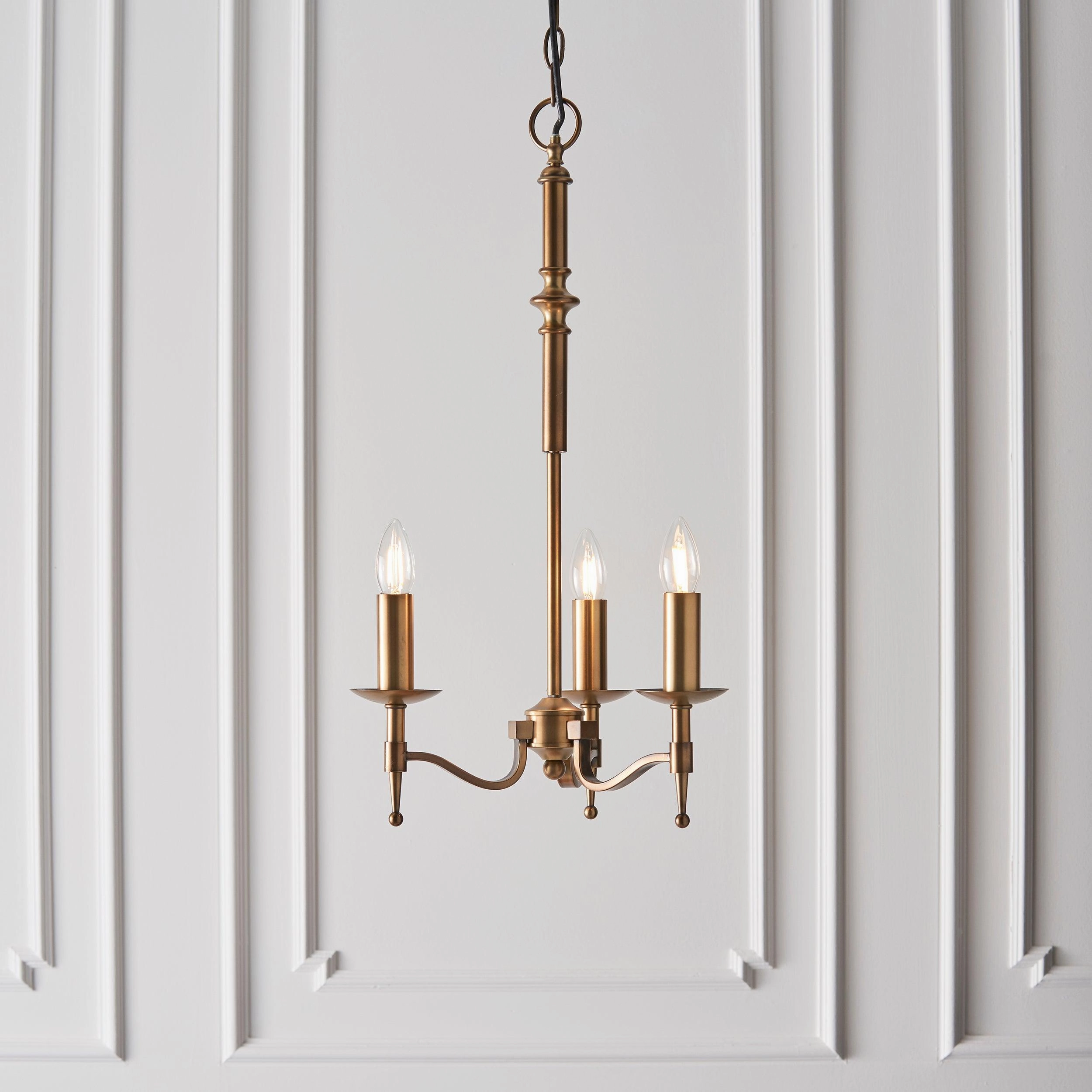Interiors 1900 Stanford Antique Brass Finish 3 Light Pendant