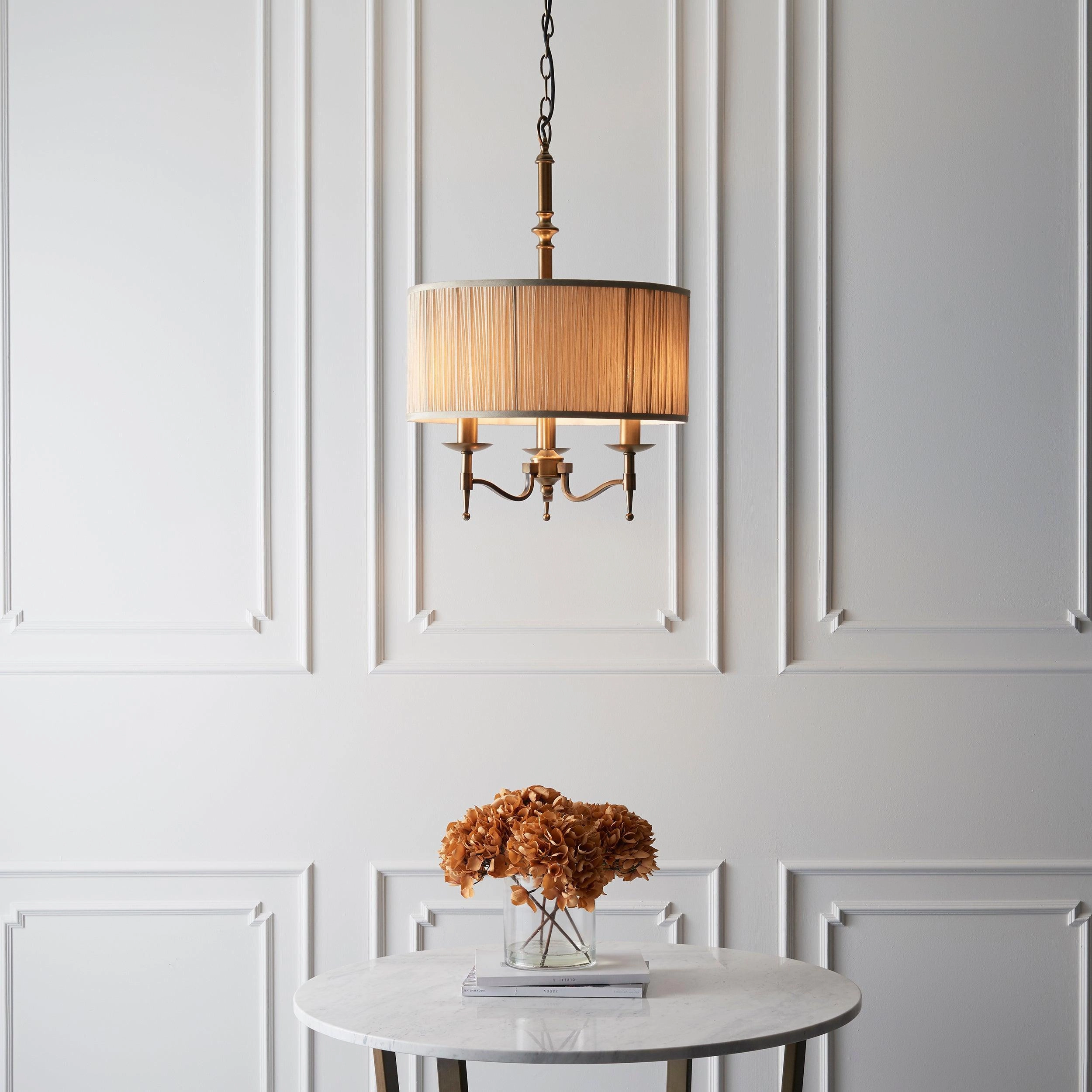 Interiors 1900 Stanford Antique Brass Finish 3 Light Pendant