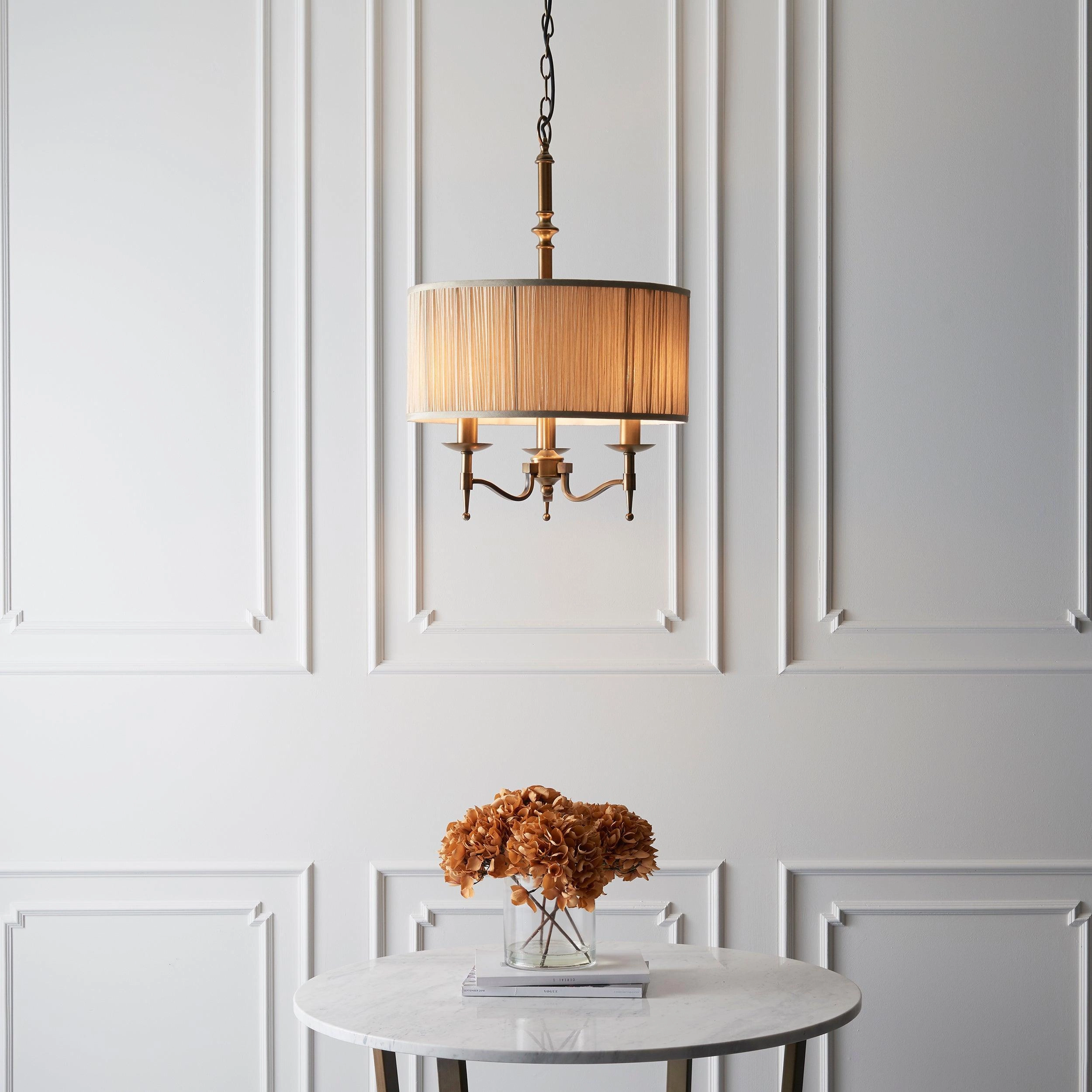 Interiors 1900 Stanford Antique Brass Finish 3 Light Pendant