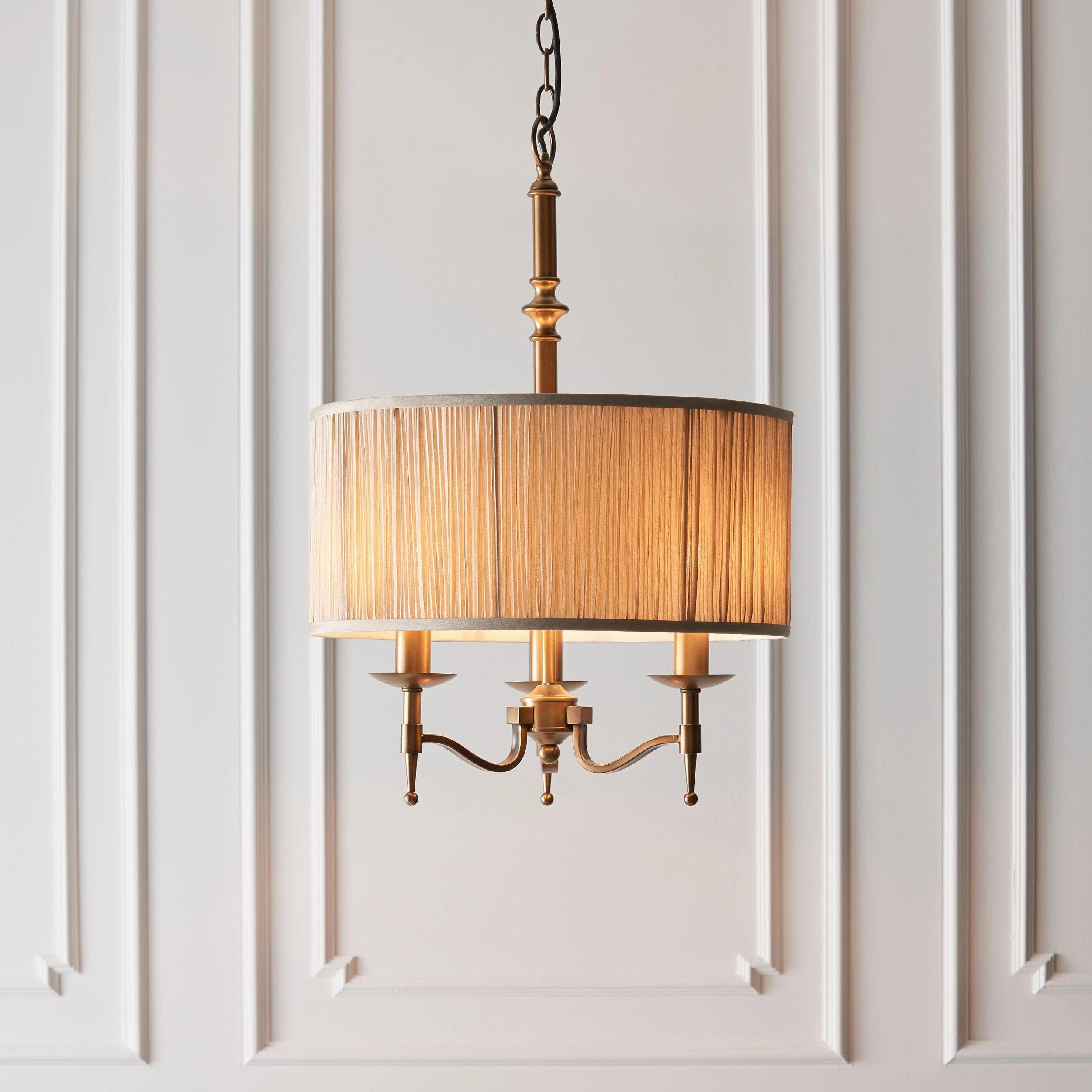 Interiors 1900 Stanford Antique Brass Finish 3 Light Pendant sleek LED ceiling lamp