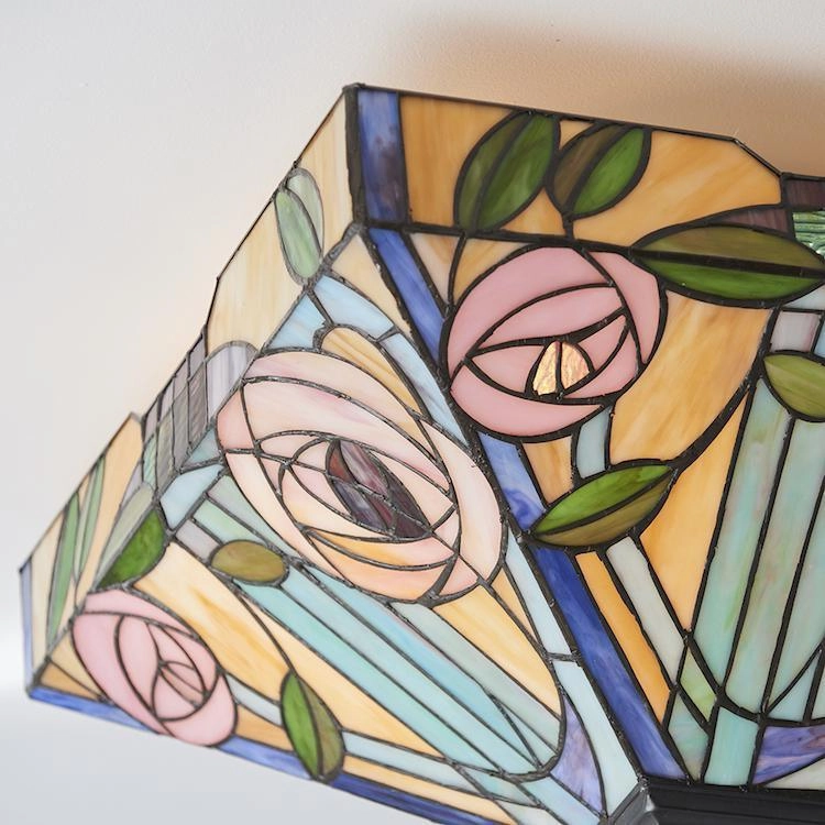 Interiors 1900 Willow Large Flush Tiffany Ceiling Light