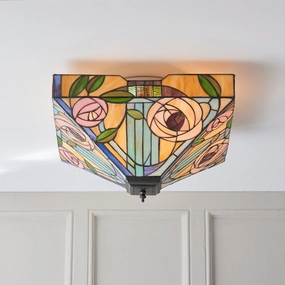 Interiors 1900 Willow Large Flush Tiffany Ceiling Light recessed ceiling spot lamp