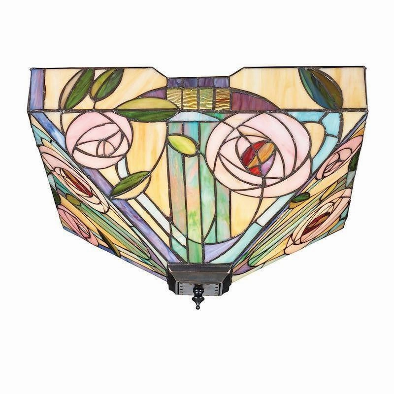 Interiors 1900 Willow Large Flush Tiffany Ceiling Light