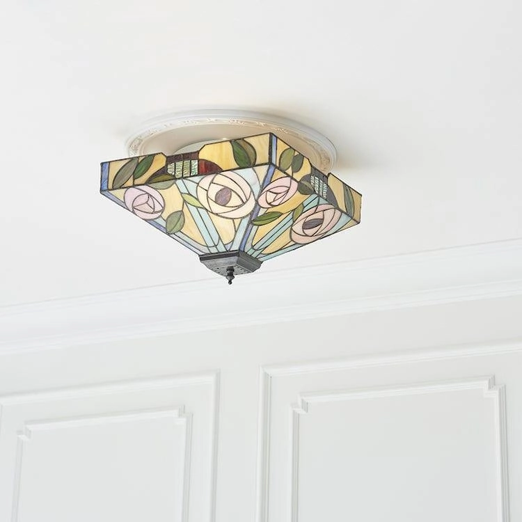 Interiors 1900 Willow Medium Flush Tiffany Ceiling Light recessed ceiling spot lamp