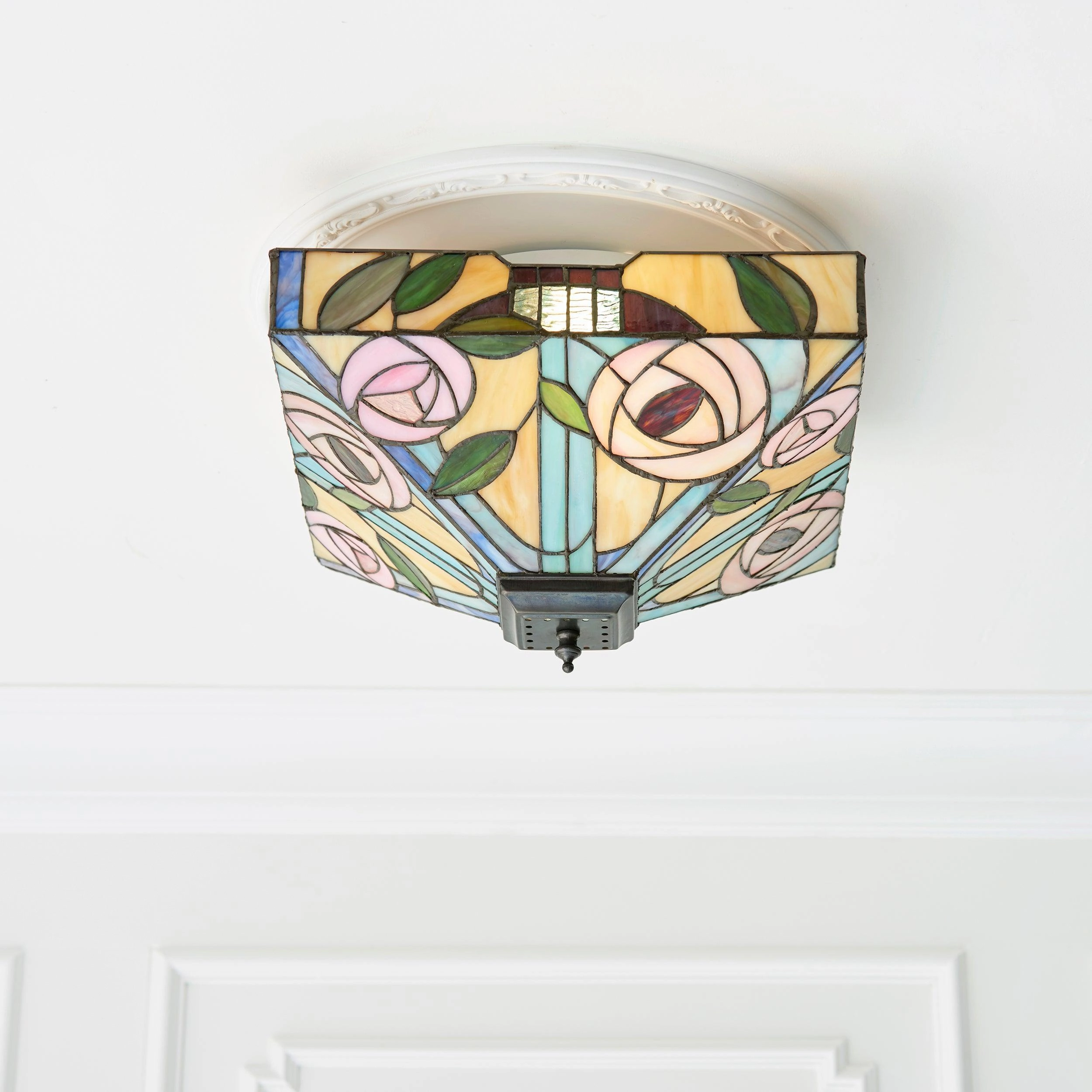 Interiors 1900 Willow Medium Flush Tiffany Ceiling Light
