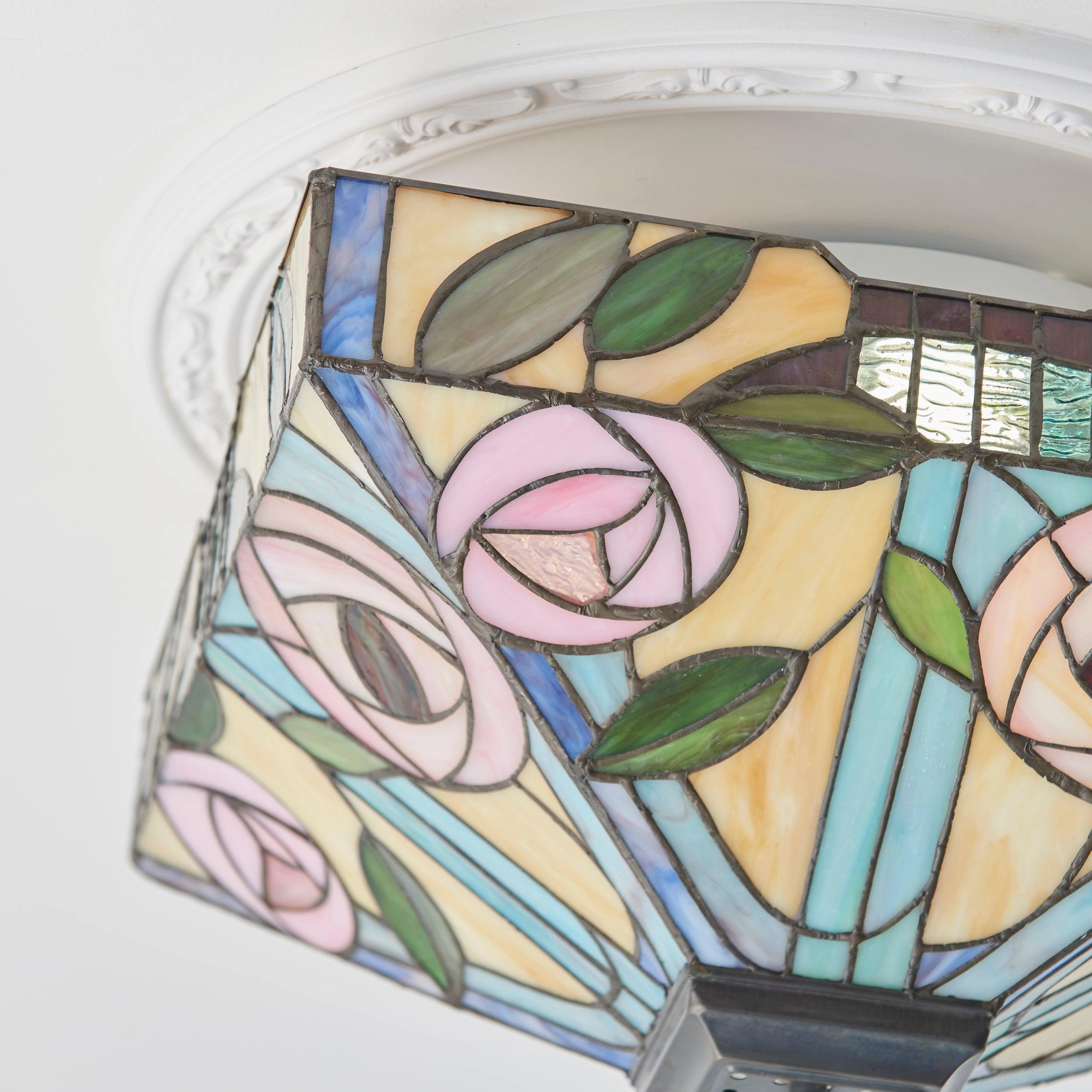 Interiors 1900 Willow Medium Flush Tiffany Ceiling Light