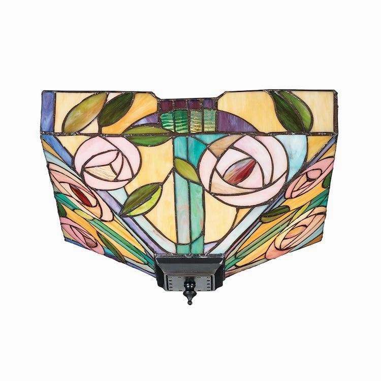 Interiors 1900 Willow Medium Flush Tiffany Ceiling Light