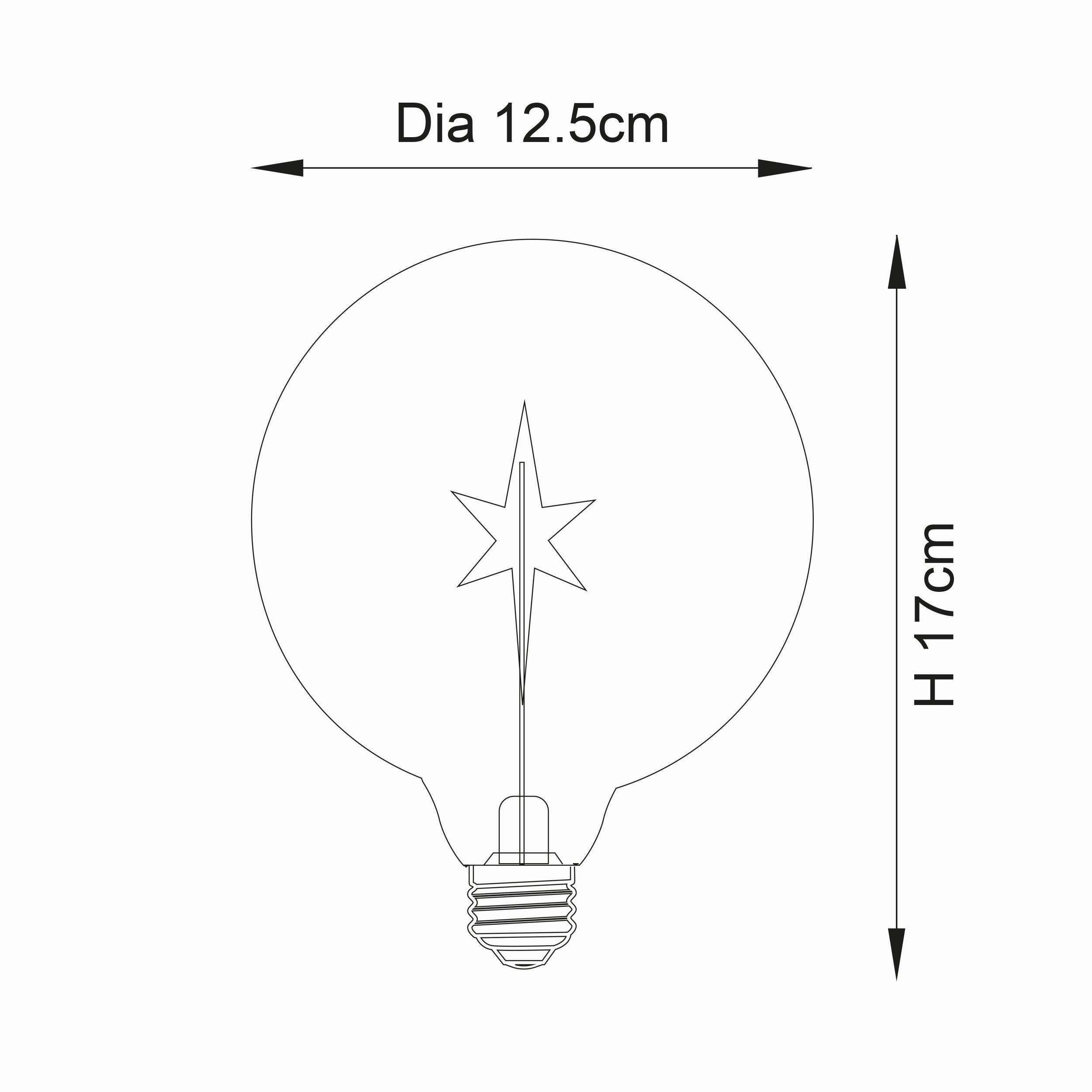 Internal Star Filament Amber Tinted LED 2w E27 Light Bulb