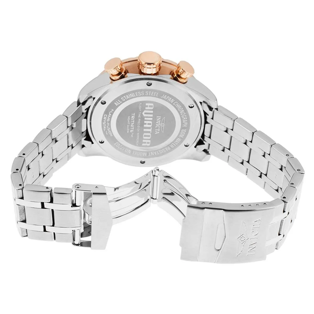 Invicta 17203 Men's Aviator Blue Dial Stainless Steel Bracelet Chronograph Watch Invicta Men's Watches