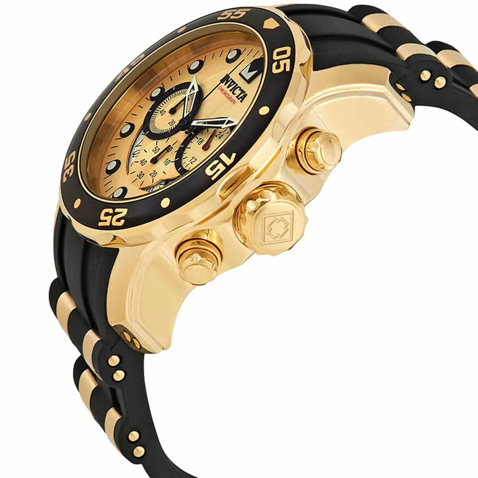 Invicta 17566 Men's Pro Diver Quartz Gold Tone Dial Chronograph Watch Invicta Men's Watches