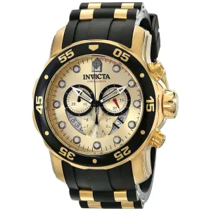 Invicta 17566 Men's Pro Diver Quartz Gold Tone Dial Chronograph Watch Invicta Men's Watches