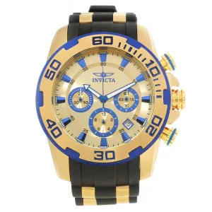 Invicta 22308 Men's Pro Diver Chronograph Gold Dial Yellow Gold Steel & Silicone Strap Watch Invicta Men's Watches