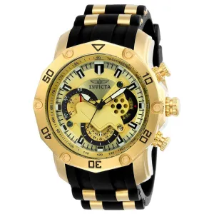 Invicta 23427 Men's Pro Diver Gold Dial Yellow Steel & Silicone Strap Chronograph Watch Invicta Men's Watches