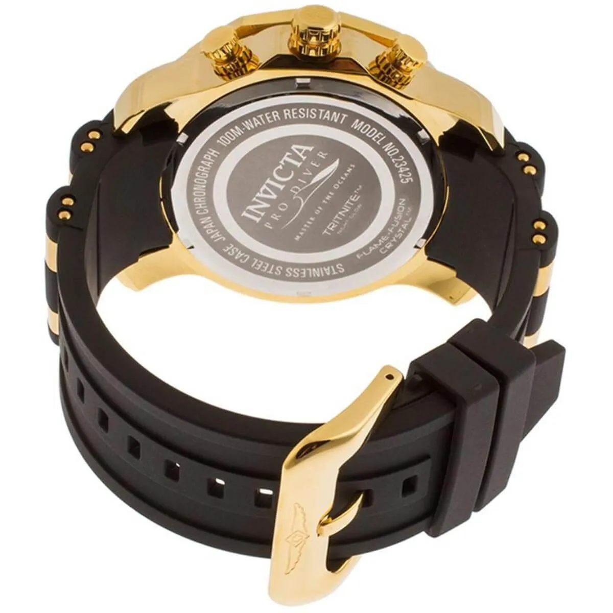 Invicta 23427 Men's Pro Diver Gold Dial Yellow Steel & Silicone Strap Chronograph Watch Invicta Men's Watches