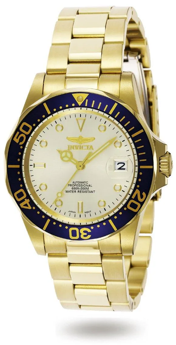 Invicta Men's Automatic Yellow Gold Steel Watch - Pro Diver Champagne Dial | 9743 Invicta Men's Watches