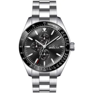 Invicta Men's Chronograph Watch - Aviator Black Bezel Silver Tone Bracelet | 38966 Invicta Men's Watches