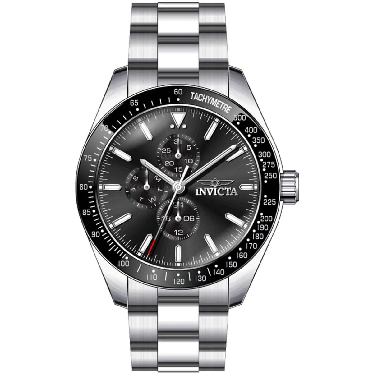 Invicta Men's Chronograph Watch - Aviator Black Bezel Silver Tone Bracelet | 38966 Invicta Men's Watches