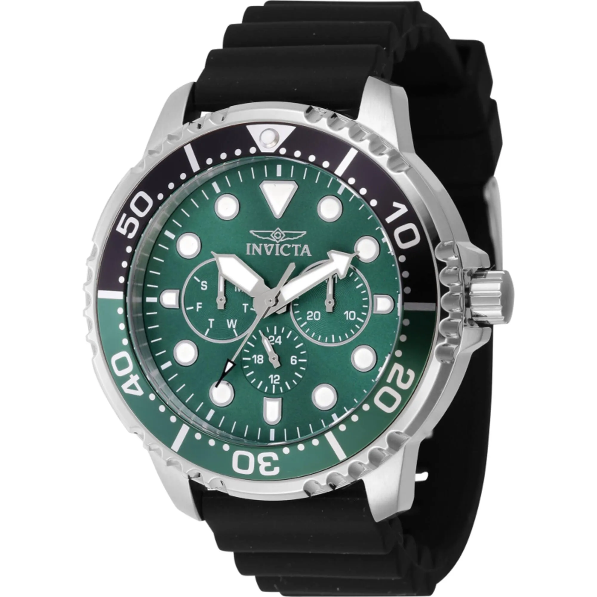 Invicta Men's Quartz Watch - Pro Diver Black and Green Bezel Silicone Strap | 47232 Invicta Men's Watches