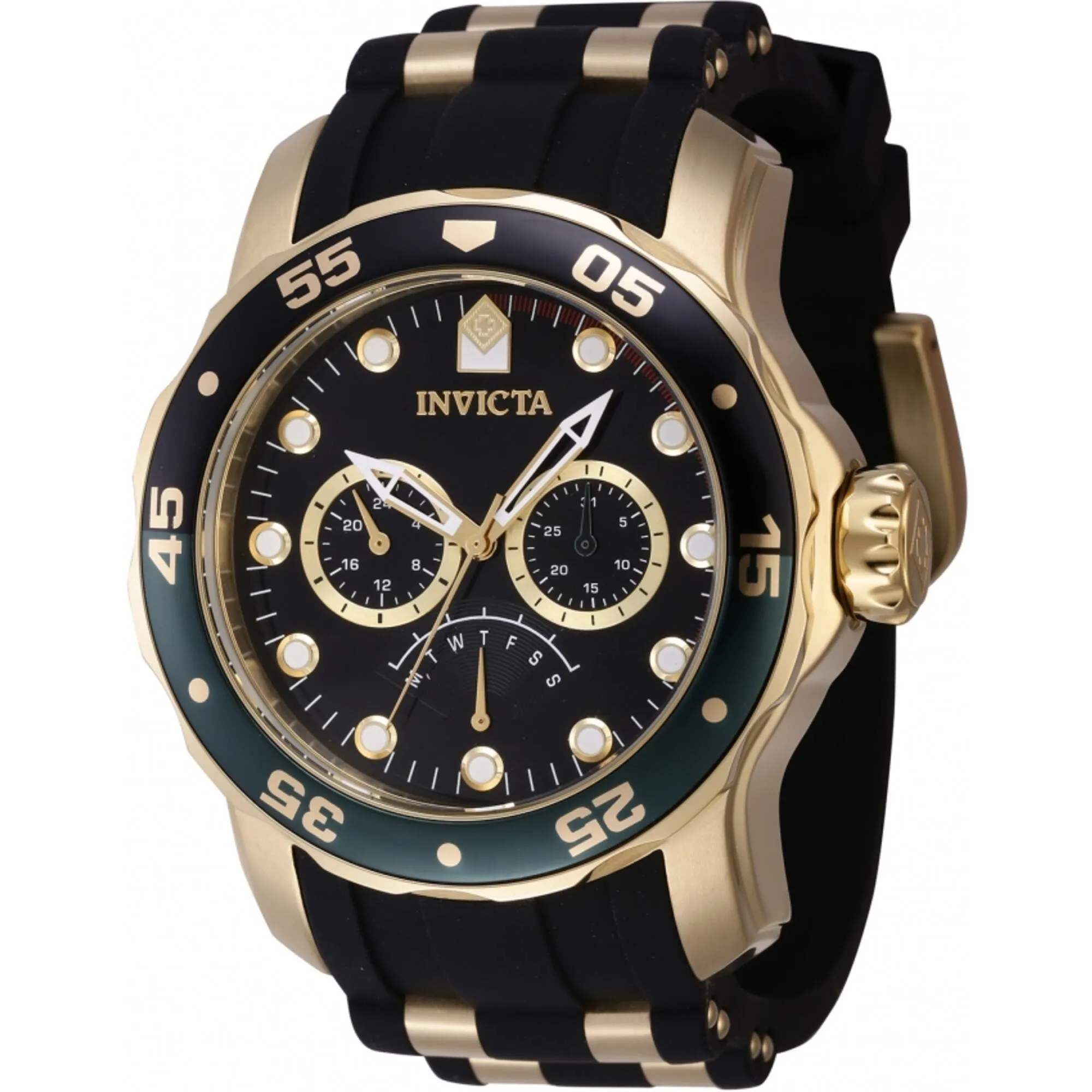 Invicta Men's Quartz Watch - Pro Diver Black and Green Bezel Two Tone Strap | 46969 Invicta Men's Watches