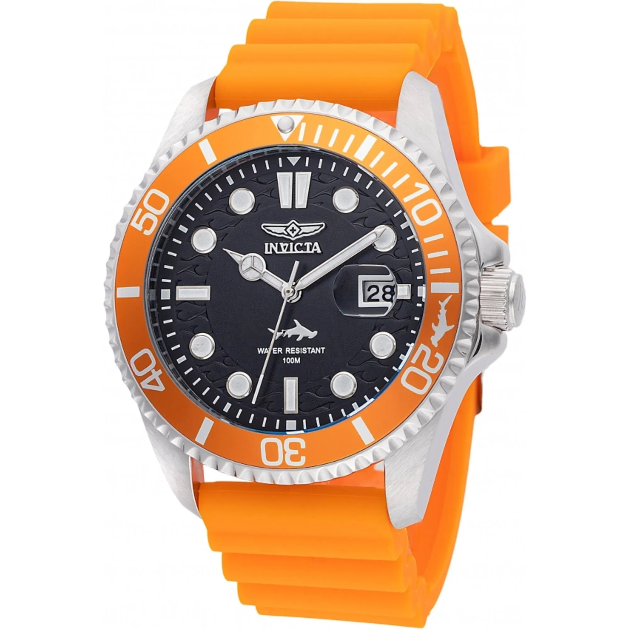 Invicta Men's Quartz Watch - Pro Diver Black Dial Orange Silicone Strap | 47162 Invicta Men's Watches