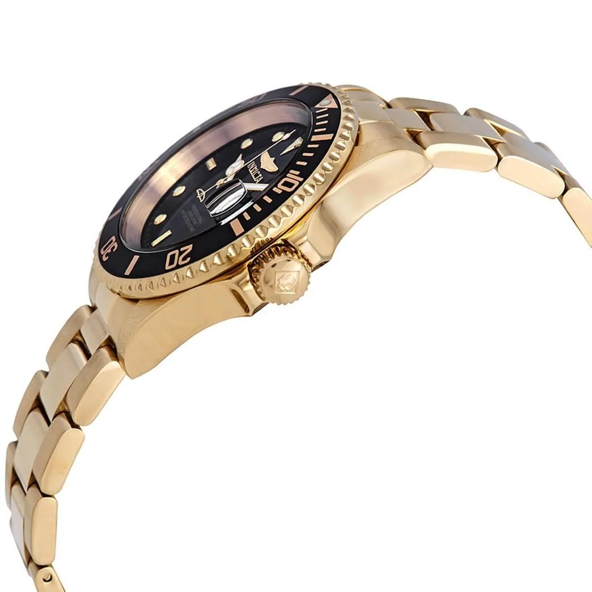 Invicta Men's Quartz Watch - Pro Diver Black Dial Yellow Gold Bracelet | 26975 Invicta Men's Watches