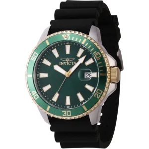 Invicta Men's Quartz Watch - Pro Diver Date Green Dial Black Silicone Strap | 46134 Invicta Men's Watches