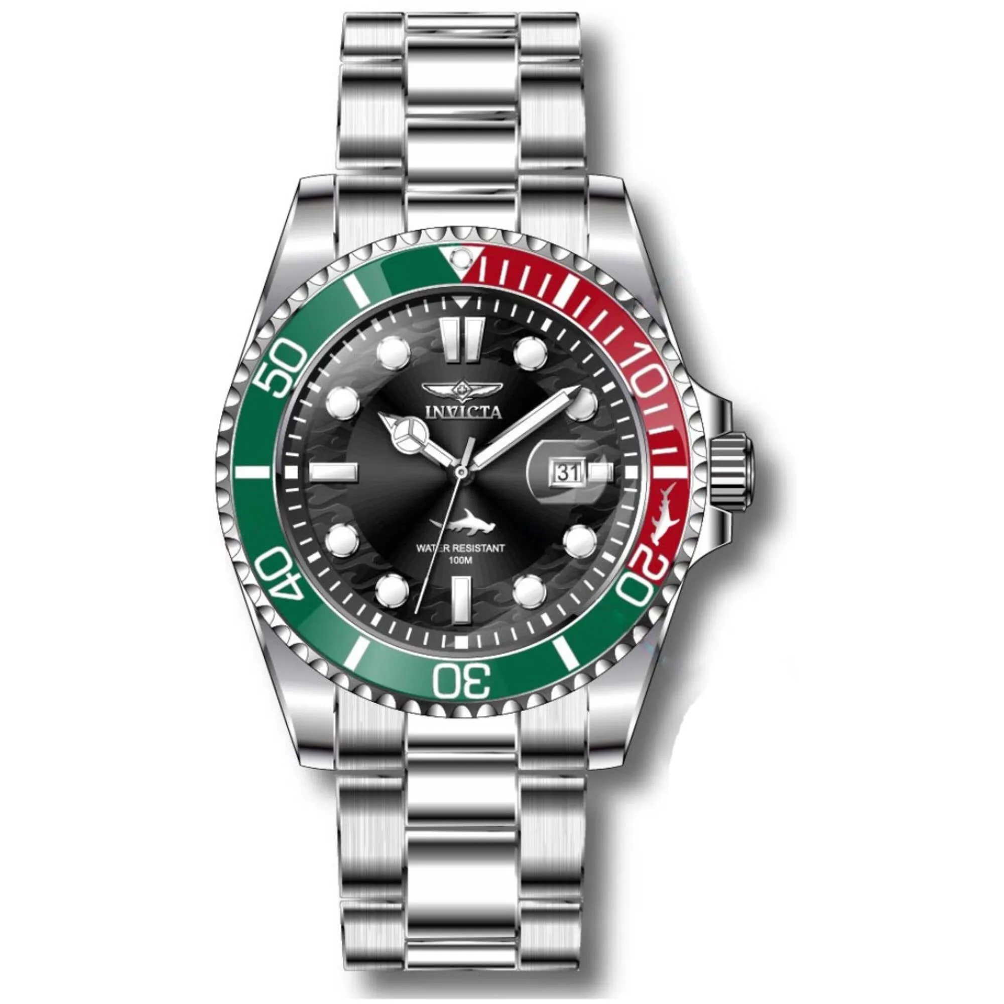 Invicta Men's Quartz Watch - Pro Diver Red and Green Rotating Bezel Black Dial | 44706 Invicta Men's Watches
