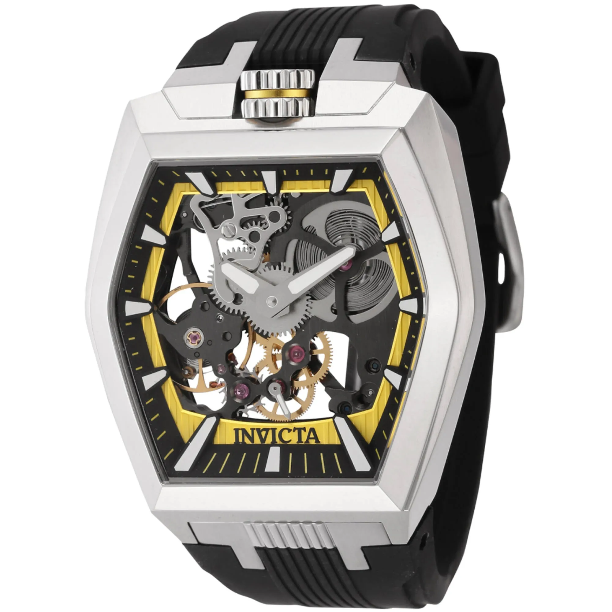 Invicta Men's Watch - Akula Mechanical Black and Yellow Skeleton Dial Strap | 44017 Invicta Men's Watches
