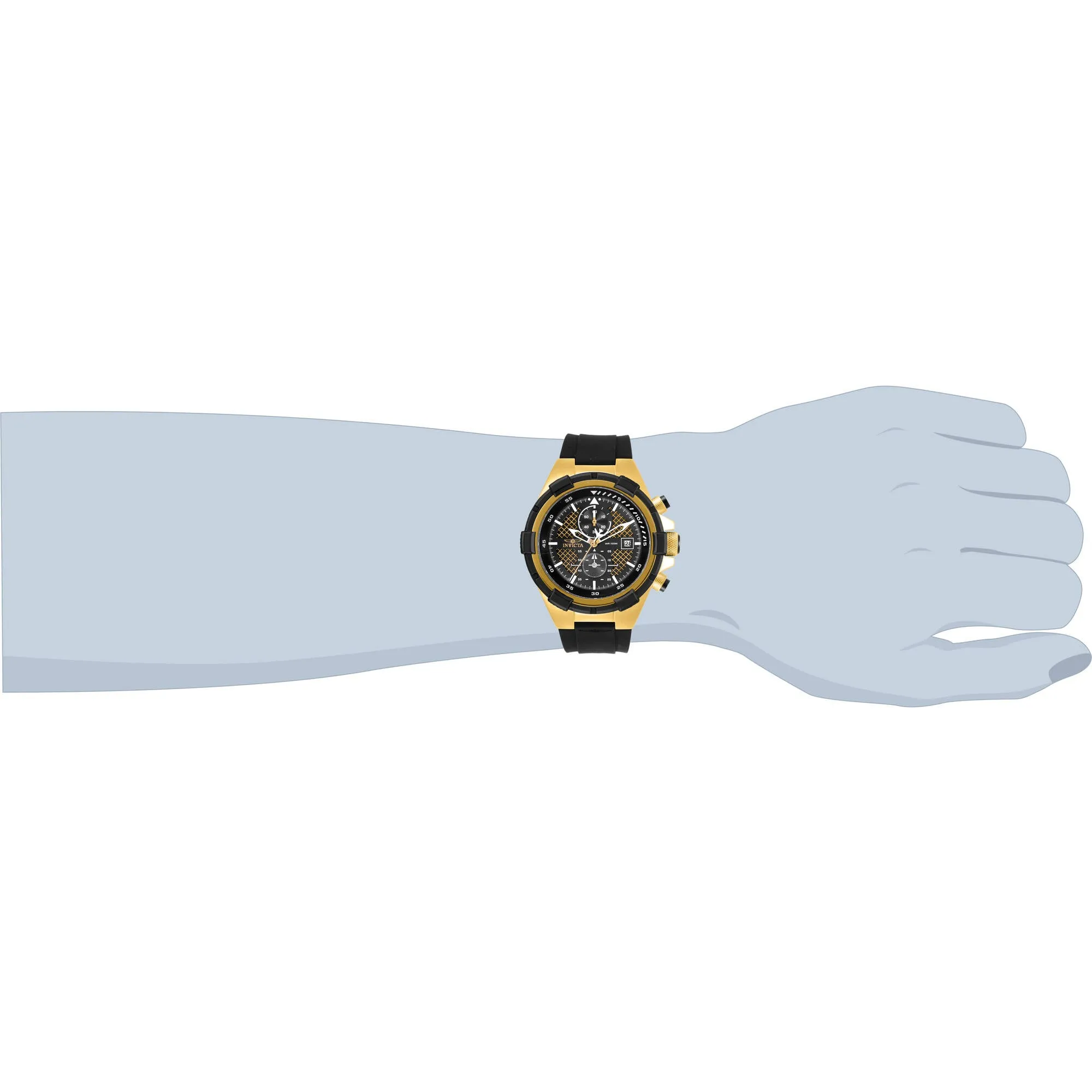 Invicta Men's Watch - Aviator Quartz Chronograph Black and Gold Dial Strap | 28100 Invicta Men's Watches