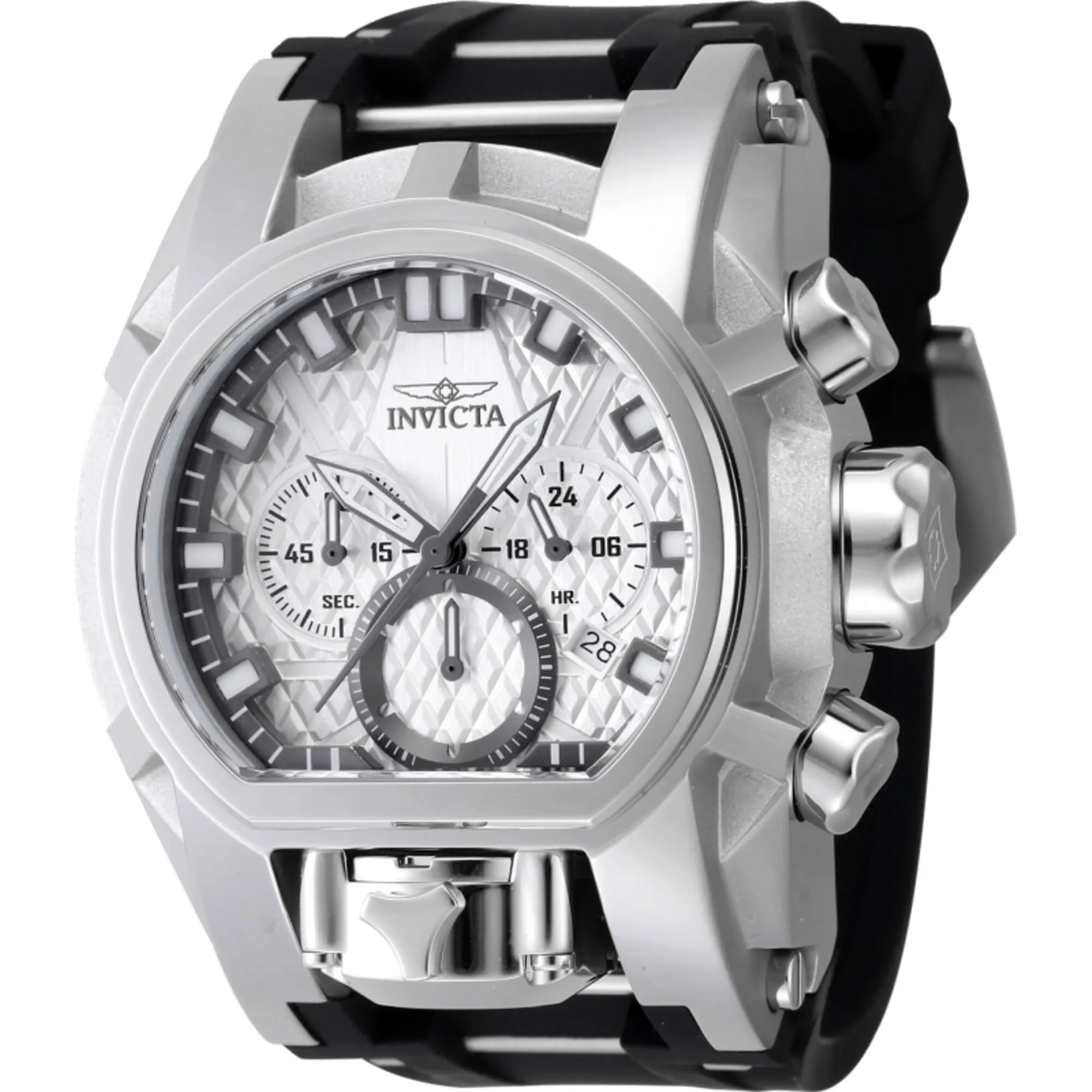 Invicta Men's Watch - Bolt Zeus Magnum Quartz Chrono Silver and Black Strap | 47531 Invicta Men's Watches