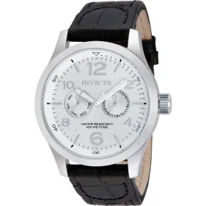 Invicta Men's Watch - I-Force Date-Day Silver Tone Dial Black Leather Strap | 13008 Invicta Men's Watches