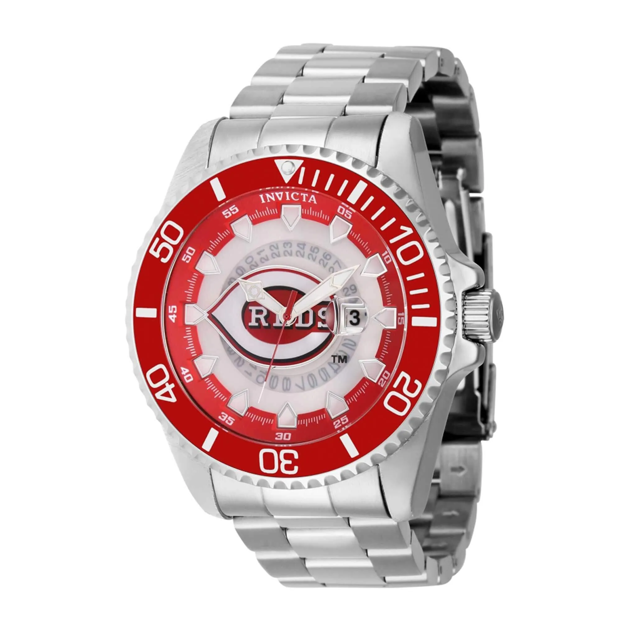 Invicta Men's Watch - MLB Cincinnati Reds Rotating Bezel Silver Steel Bracelet | 43460 Invicta Men's Watches