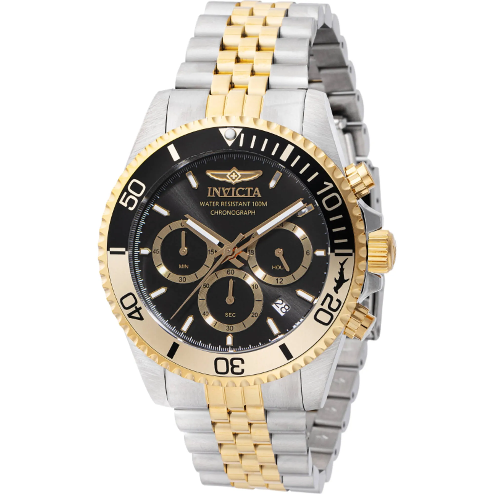 Invicta Men's Watch - Pro Diver Chronograph Black and Gold Tone Dial Bracelet | 44720 Invicta Men's Watches