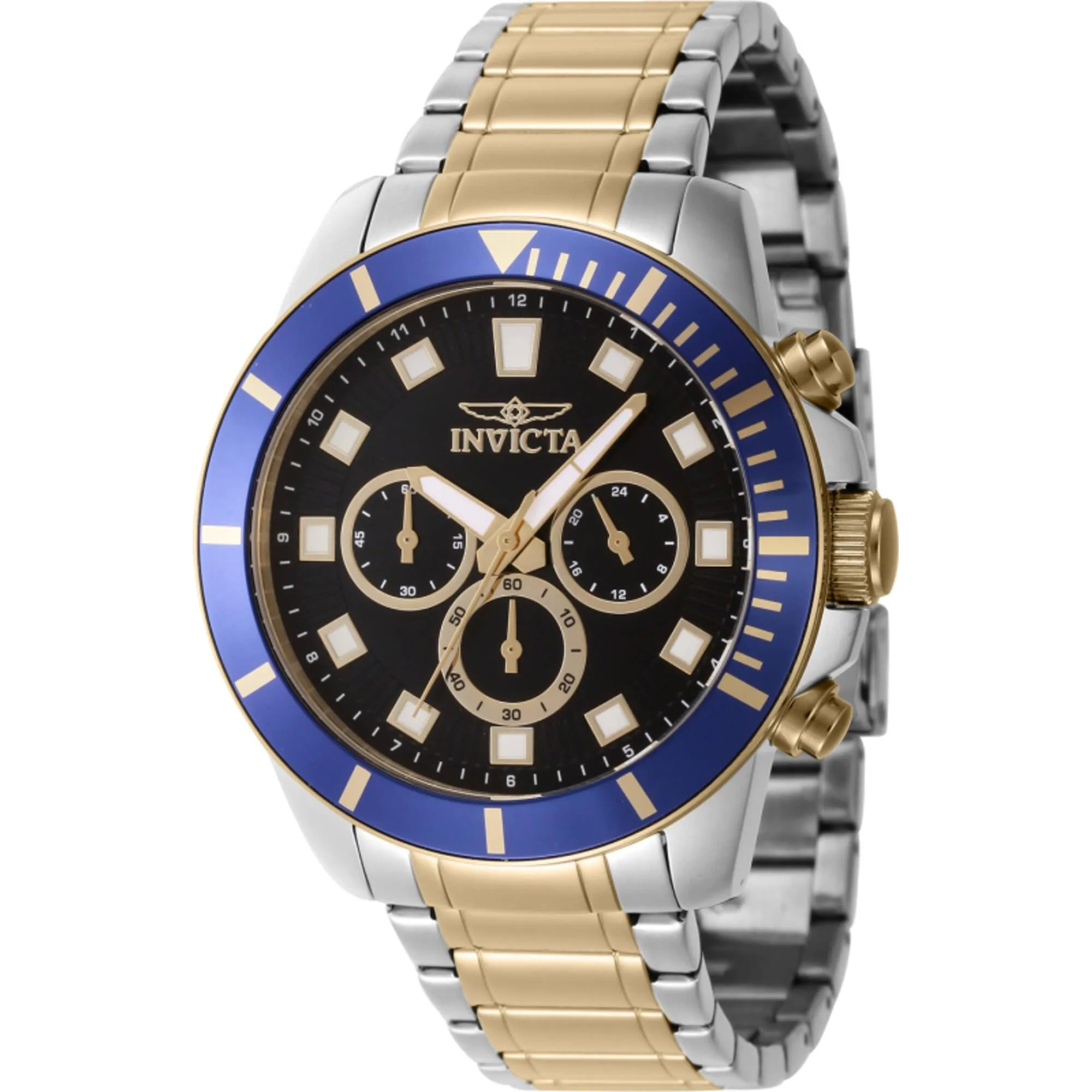 Invicta Men's Watch - Pro Diver Chronograph Black Dial Two Tone Steel Bracelet | 46047 Invicta Men's Watches