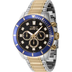 Invicta Men's Watch - Pro Diver Chronograph Black Dial Two Tone Steel Bracelet | 46047 Invicta Men's Watches