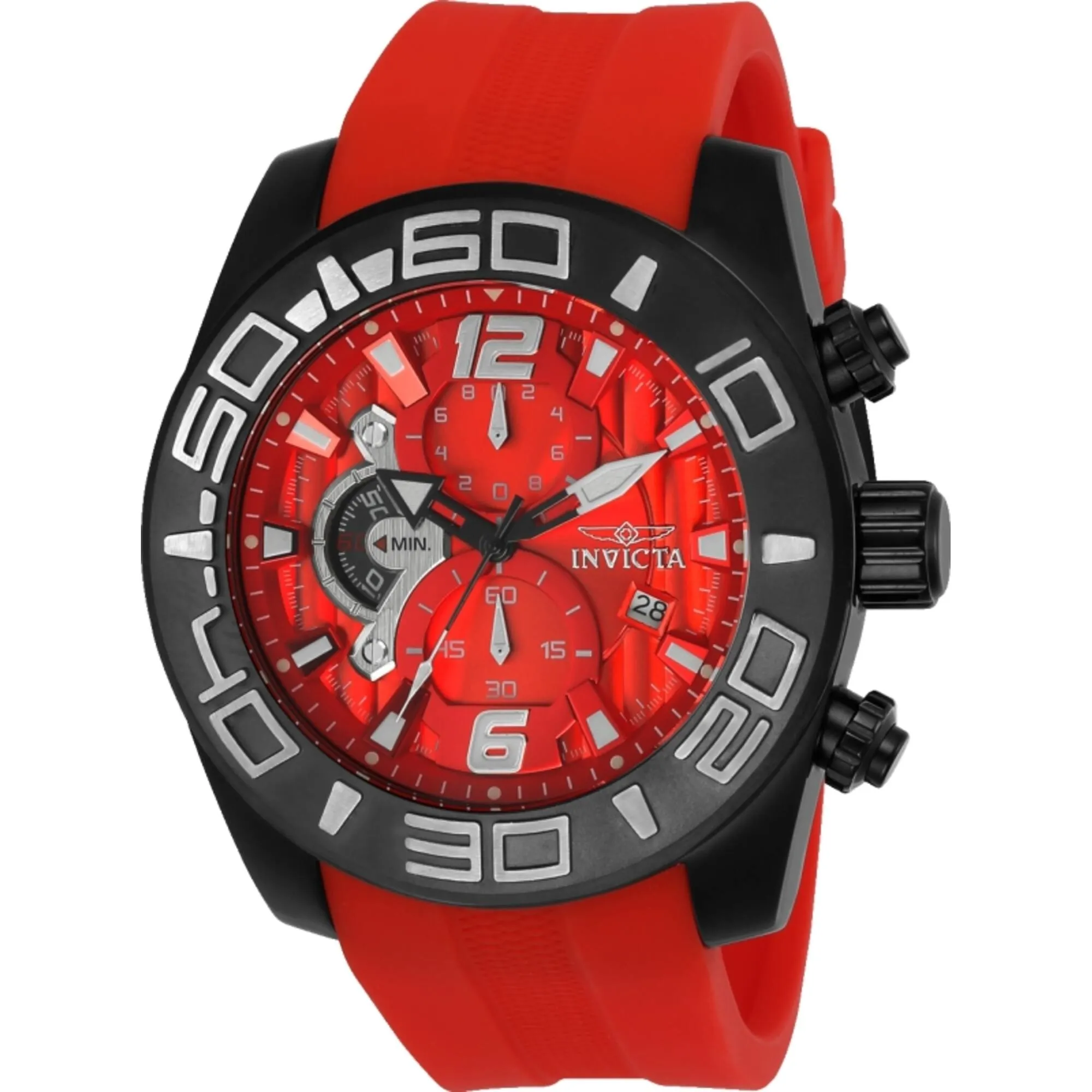 Invicta Men's Watch - Pro Diver Chronograph Red Dial Silicone Rubber Strap | 24161 Invicta Men's Watches