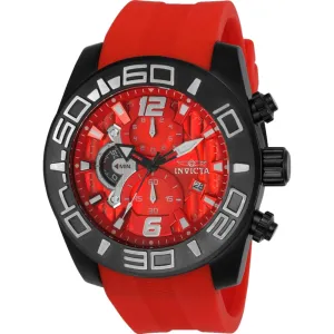 Invicta Men's Watch - Pro Diver Chronograph Red Dial Silicone Rubber Strap | 24161 Invicta Men's Watches