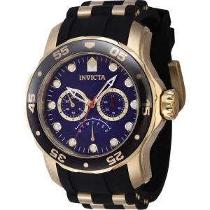 Invicta Men's Watch - Pro Diver Day-Date Blue Dial Black/Yellow Gold Strap | 46965 Invicta Men's Watches