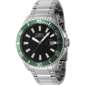 Invicta Men's Watch - Pro Diver Quartz Black Dial Silver Steel Bracelet Date | 46075 Invicta Men's Watches