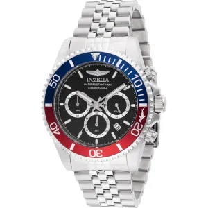 Invicta Men's Watch - Pro Diver Quartz Chrono Black Dial Silver Tone Bracelet | 48117 Invicta Men's Watches