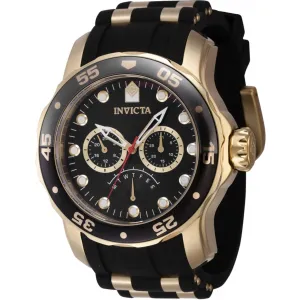 Invicta Men's Watch - Pro Diver Quartz Day-Date Black and Yellow Gold Strap | 46964 Invicta Men's Watches